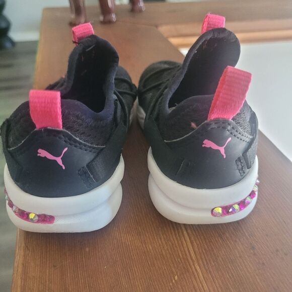 🌴GIRLS SLIP ON CUSTOM BLING ✨️PINK 🎀 PUMAS - Picture 6 of 8